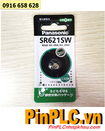 Panasonic SR621SW (Nội địa Nhật), Pin đồng hồ 1.5v Silver Oxide Panasonic SR621SW-Pin 364, Xuất xứ NHẬT
